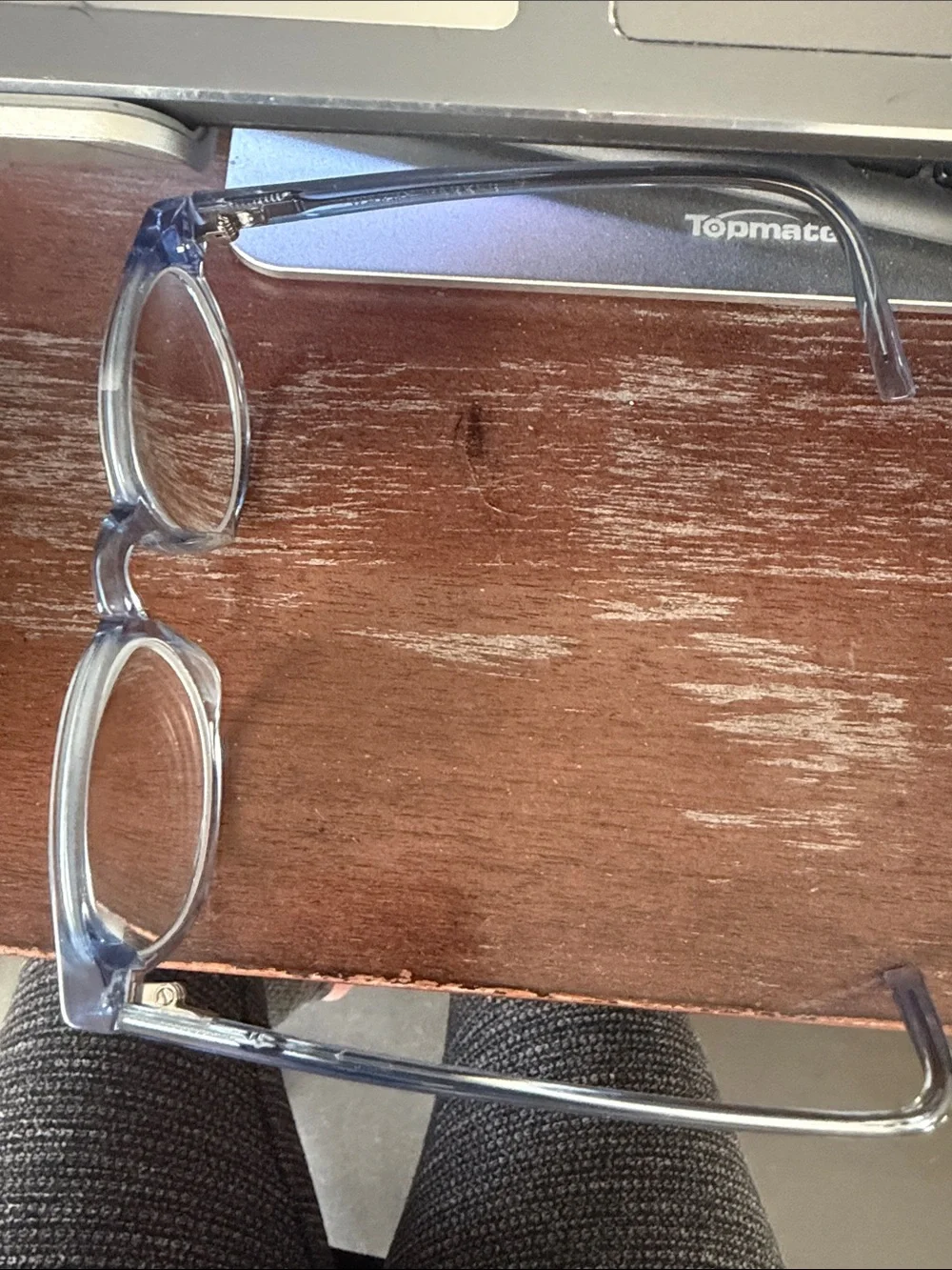 Warby Parker Percey N 780 Translucent Light Blue Round Frames with logo case